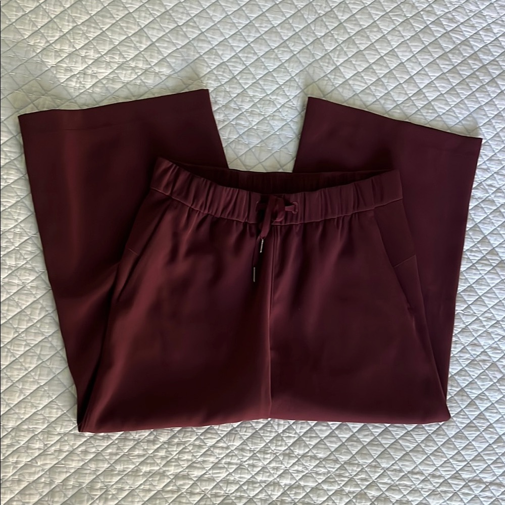 Lululemon Maroon Wide Leg Cropped Relaxed Pants